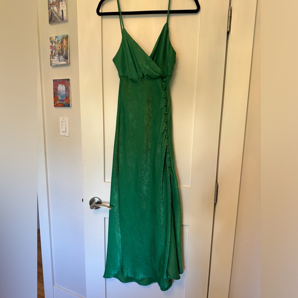 Green Zara slip dress